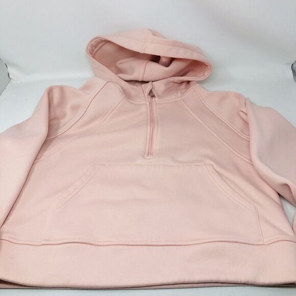 LASLULU Women's Size Small Pink 1/2 Zip Pocketed Cropped Hoodie - Picture 2 of 15